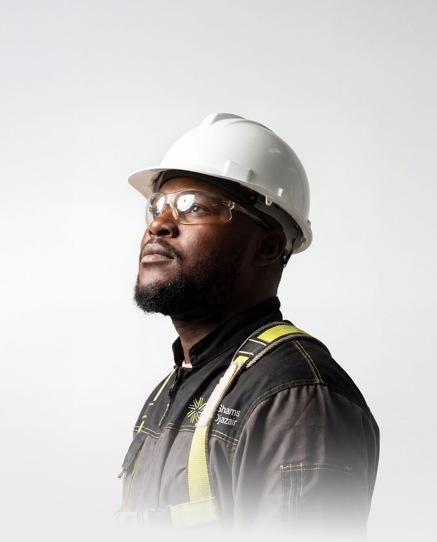 Shams Djazair site engineer in helmet and safety gear